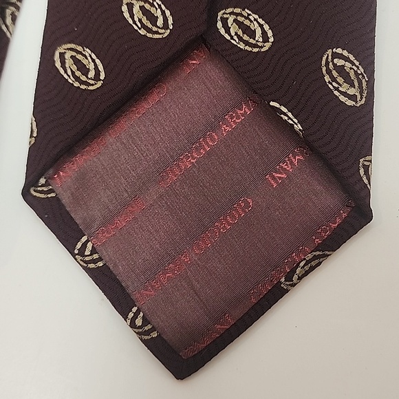 Giorgio Armani Cravatte 100% silk tie. Made in Italy. Burgundy & Yellow - Picture 3 of 7